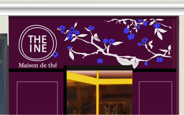 Décor floral manuel pour l'enseigne Theine, 2017.