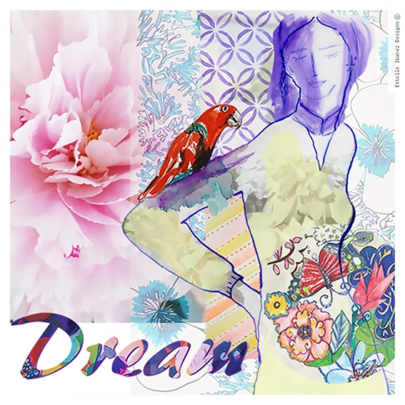 Affiche dream, aquarelle et photo montage.