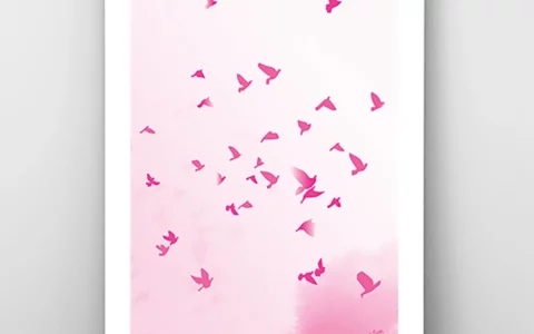 Affiche l'envol décor rose.