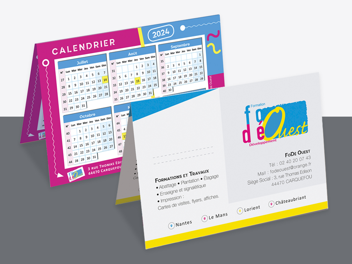 Carte de visite calendrier.