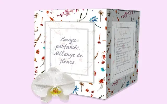 Motifs de packaging de bougie.